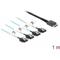 DeLOCK Kabel OCuLink SFF-8611 > 4 x SATA 7 Pin 1 m Metall, 1 m, SFF-8611, 4 x SATA 7 pin, Gerade, Gerade, Männlich/Männlich