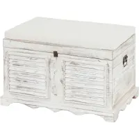 Generique Holztruhe T356, Sitzbank Aufbewahrungstruhe, Shabby-Look Vintage 50x76x45cm ~ weiß