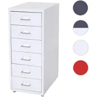 Mendler Rollcontainer Boston T851, Schubladenschrank Stahlschrank, 69x28x41cm 6 Schubladen ~ weiß