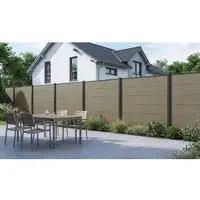 Meingartenversand.de Laboe XL 175 x 172 cm - WPC Sichtschutzzaun Set mit 6 Lamellen, Antique - WPC Sichtschutzzaun für Garten - co-extrudierter WPC Zaun