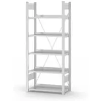 Proregal Aktenregal Stecksystem T-Profil Grundregal HxBxT 175 x 75 x 30 cm 5 Ebenen Fachlast 60 kg Einseitig Nutzbar Lichtgrau