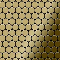 ALLOY Mosaik Fliese Massiv Metall Titan Hochglänzend Gold 1,6mm Stark Dollar-ti-gm 1 Paket mit 10 Matten 0,88 m2 Gold