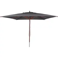Mendler Gastronomie Holz-Sonnenschirm MCW-C57b, Gartenschirm, Polyester/Holz 29kg, eckig 4x4m Seilzug stoßsicher anthrazit