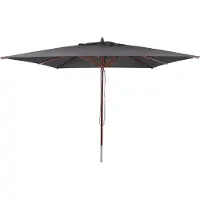Mendler Gastronomie Holz-Sonnenschirm MCW-C57b, Gartenschirm, Polyester/Holz 14kg, eckig 3x3m Seilzug stoßsicher anthrazit