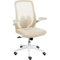 Beliani Bürostuhl Beige Mesh Höhenverstellbar Drehbar mit Hochklappbaren Armlehnen Modernes Design Drehstuhl für Heimbüro Arbeitszimmer