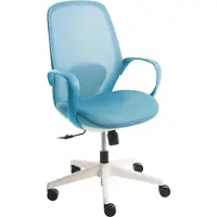 Beliani Bürostuhl Blau Netzstoff Atmungsaktiv Drehbar Höhenverstellbar mit Armlehnen Wippfunktion Moderner Computer Drehstuhl für Homeoffice Büro