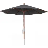 Mendler Gastronomie Holz-Sonnenschirm MCW-C57b, Gartenschirm, Polyester/Holz 14kg, rund Ø3m Seilzug stoßsicher anthrazit
