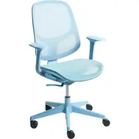 Beliani Bürostuhl Hellblau Netzstoff Atmungsaktiv Drehbar Höhenverstellbar mit Armlehnen Modernes Design Computer Drehstuhl für Homeoffice Büro