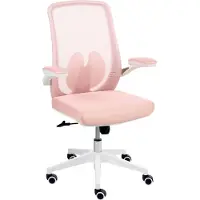 Beliani Bürostuhl Pastellrosa Mesh Höhenverstellbar Drehbar mit Hochklappbaren Armlehnen Modernes Design Drehstuhl für Heimbüro Arbeitszimmer