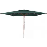 Mendler Gastronomie Holz-Sonnenschirm MCW-C57b, Gartenschirm, Polyester/Holz 29kg, eckig 4x4m Seilzug stoßsicher dunkelgrün