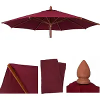 Mendler Ersatz-Bezug für Gastronomie Holz-Sonnenschirm MCW-C57b, Sonnenschirmbezug, rund Ø3m Polyester bordeaux