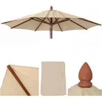 Mendler Ersatz-Bezug für Gastronomie Holz-Sonnenschirm MCW-C57b, Sonnenschirmbezug, rund Ø3m Polyester creme