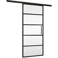 Inova Glasschiebetür klar Schiebetür Industriedesign schwarz Softclose 880x2035 - Stabgriff+2seitiger Softclose