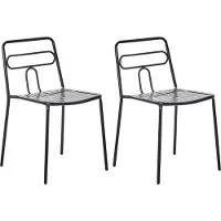 Beliani Gartenstuhl 2er Set Schwarz aus Metall Stahl ohne Armlehnen Stapelbar Modernes Design Esszimmerstuhl für Garten Terrasse Balkon Küche