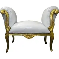 Casa Padrino Barock Schemel Hocker Weiß / Gold - Sitzbank