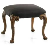 Casa Padrino Luxus Barock Hocker Schwarz / Braun - Handgefertigter Barockstil Sitzhocker - Barock Fußhocker - Barock Möbel - Edel & Prunkvoll - Luxus Qualität - Made in Italy