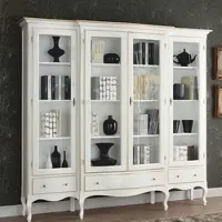 Casa Padrino Luxus Barock Vitrine Weiß / Gold 237 cm - Barock Möbel - Made in Italy
