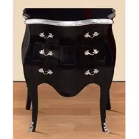 Casa Padrino Barock Nachtkommode Schwarz / Silber - Handgefertigte Massivholz Kommode im Barockstil - Antik Stil Nachttisch mit 3 Schubladen - Barock Möbel
