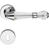 Casa Padrino Luxus Türklinken Set Silber 15,8 x H. 5,2 cm - Verchromte Messing Türgriffe mit Swarovski Kristallglas
