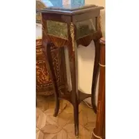 Casa Padrino Barock Säule Braun / Grün / Gold - Handgefertigter Antik Stil Massivholz Beistelltisch mit Marmorplatte - Wohnzimmer Möbel im Barockstil - Antik Stil Möbel - Barock Möbel