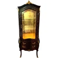 Casa Padrino Barock Vitrine Leopard / Gold - Vitrinenschrank - Möbel Wohnzimmer Schrank Glasvitrine