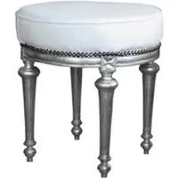 Casa Padrino Barock Sitzhocker / Rundhocker Weiß / Silber