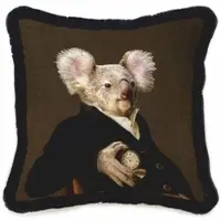 Casa Padrino Luxus Deko Samt Kissen Sir Koala Bär Braun / Schwarz 45 x 45 cm