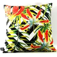 Casa Padrino Luxus Deko Kissen Detroit Plants Mehrfarbig 45 x 45 cm - Feinster Samtstoff - Wohnzimmer Kissen