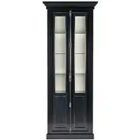Casa Padrino Landhausstil Vitrine Schwarz / Weiß 95 x 45 x H. 242 cm - Vitrinenschrank mit 2 Türen - Massivholz Schrank - Landhausstil Möbel
