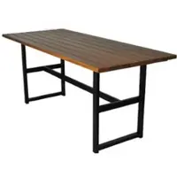 Casa Padrino Industrie Stil Biergarten Esstisch Dunkelbraun / Schwarz 120 x 80 x H. 75 cm - Rechteckiger Gartentisch mit Latten Tischplatte - Gastronomie & Garten Möbel