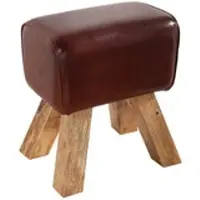 Casa Padrino Echtleder Hocker Braun 40 x 30 x H. 45 cm - Designer Sitzhocker - Unikat
