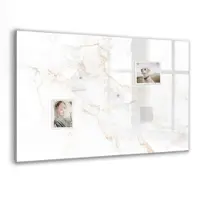 Tulup Beschreibbare Glasmagnettafel Eleganter Marmor 90x60 cm Magnettafel Büro Glas Schwarzer Marker Glassboard Magnetisch