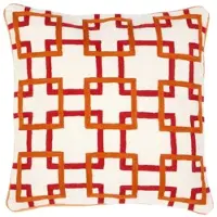 Casa Padrino Zierkissen in weiß / orange / rot 50 x H. 50 cm - Luxus Wohnzimmer Accessoires