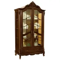 Casa Padrino Luxus Barock Vitrine Dunkelbraun - Prunkvoller Massivholz Vitrinenschrank mit 2 Glastüren und Schublade - Handgefertigte Barock Möbel - Edel & Prunkvoll