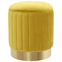 Casa Padrino Hocker Gelb / Messing Ø 40 x H. 45 cm - Luxus Sitzhocker