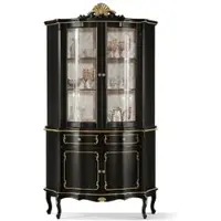 Casa Padrino Luxus Barock Vitrine Schwarz / Gold - Prunkvoller Barock Vitrinenschrank mit 4 Türen und Schublade - Barock Möbel - Luxus Qualität - Made in Italy