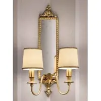 Casa Padrino Luxus Barock Doppel Wandleuchte mit Spiegel Gold / Elfenbein 35 x 18 x H. 60 cm - Prunkvolle Wandlampe im Barockstil - Barock Leuchten - Luxus Qualität - Italy