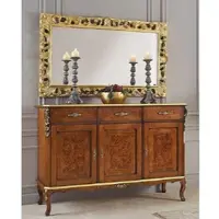 Casa Padrino Luxus Barock Möbel Set Braun / Gold - 1 Sideboard & 1 Wandspiegel - Barock Möbel - Luxus Qualität - Made in Italy