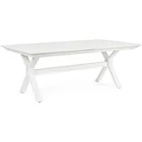 Casa Padrino Luxus Gartentisch Weiß 200-300 x 110 x H. 76 cm - Ausziehbarer Esstisch aus pulverbeschichtetem Aluminium - Luxus Garten & Terrassen Tisch - Luxus Garten & Terrassen Möbel