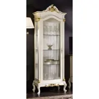 Casa Padrino Luxus Barock Vitrine Weiß / Gold - Handgefertigter Massivholz Vitrinenschrank mit Glastür - Prunkvolle Barock Möbel - Luxus Qualität - Made in Italy