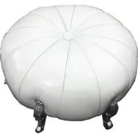 Casa Padrino Großer Barock Rundhocker Ball Hocker Weiß Lederoptik / Silber