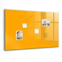 Tulup Beschreibbare Glasmagnettafel Goldgelbe Farbe 90x60 cm Magnettafel Büro Glas Schwarzer Marker Glassboard Magnetisch