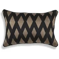 Casa Padrino Luxus Deko Kissen Schwarz / Gold 60 x 40 cm - Rechteckiges Zierkissen mit elegantem Rautenmuster - Luxus Qualität - Hotel Kollektion