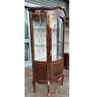 Casa Padrino Barock Vitrine Braun / Gold - Handgefertigter Massivholz Antik Stil Vitrinenschrank mit Glastür - Antik Stil Möbel - Barock Möbel - Wohnzimmer Möbel im Barockstil - Edel & Prunkvoll