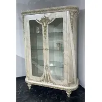 Casa Padrino Luxus Barock Vitrine Beige / Grau / Gold - Prunkvoller Massivholz Vitrinenschrank mit 2 Glastüren - Luxus Möbel im Barockstil - Barock Möbel - Edel & Prunkvoll