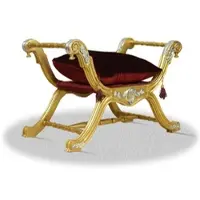 Casa Padrino Barock Sitzhocker Gold Rot Silber - Luxus Kreuzhocker