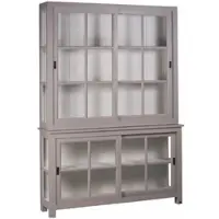 Casa Padrino Landhausstil Vitrine mit 4 Schiebetüren Grau / Hellgrau 150 x 40 x H. 220 cm