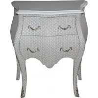 Casa Padrino Barock Kommode Weiß / Glitzerlook H 71 cm, B 60 cm, T 38 cm - Nachttisch Kommode