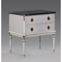 Casa Padrino Luxus Nacht Kommode passend zu Louis XIV Bett Antik Weiß / Gold aus der Luxus Kollektion von - Nacht Schränkchen Schrank - Schlafzimmer Möbel Nachttisch