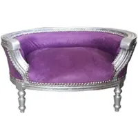Casa Padrino Barock Hunde & Katzen Sofa Lila /Silber Hundebett & Katzenbett